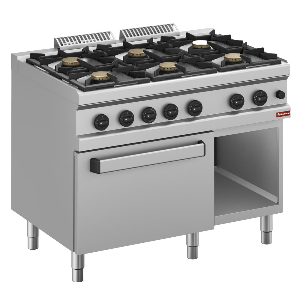 Diamond Ofen Gasherd 6 Brenner, Gasbackofen GN 2/1 und Unterbau