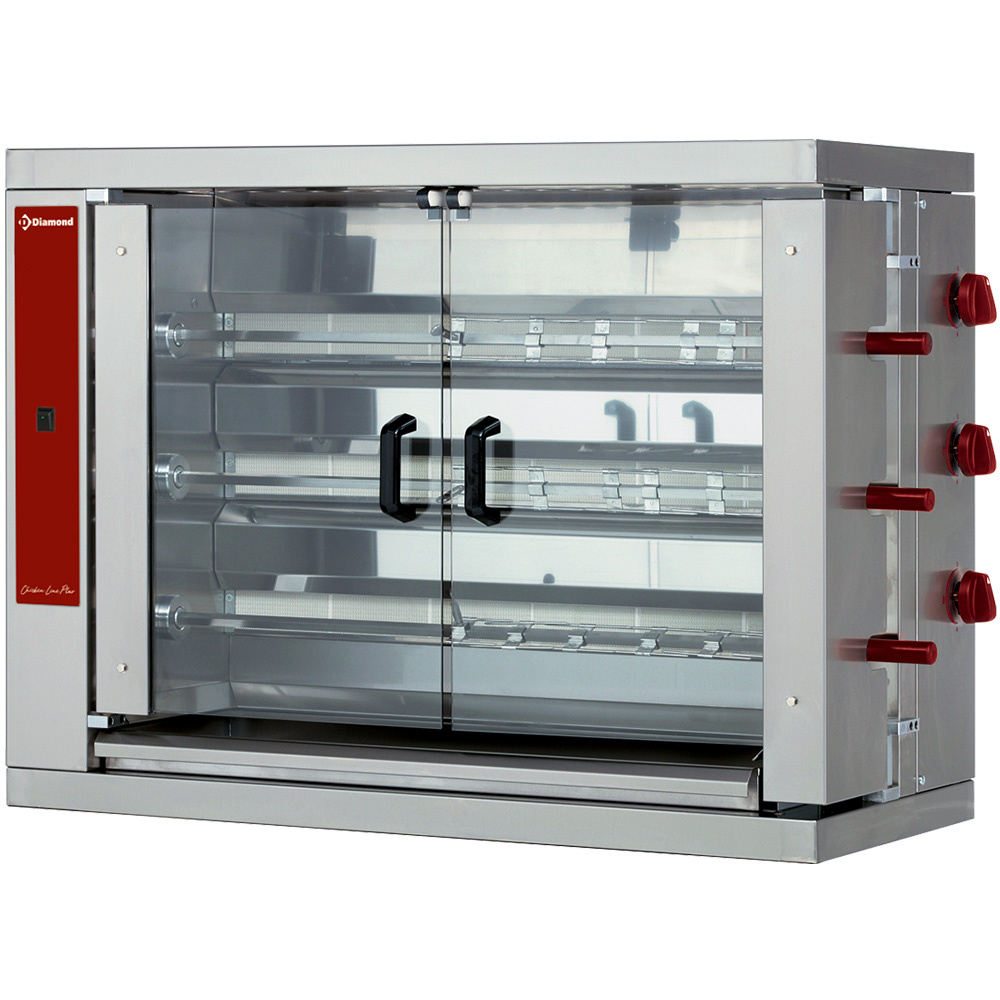 Diamond Hähnchengrill Hähnchengrill Gas, 3 Spieße (18 Hähnchen)