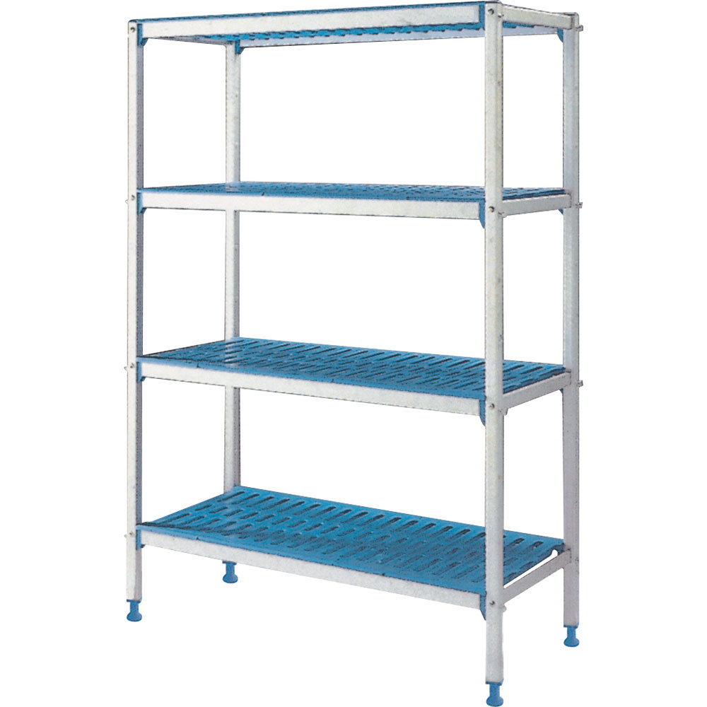 Diamond 400 MM Anbauregal linear aus eloxiertem Aluminium 4 Böden "Modular Rack"