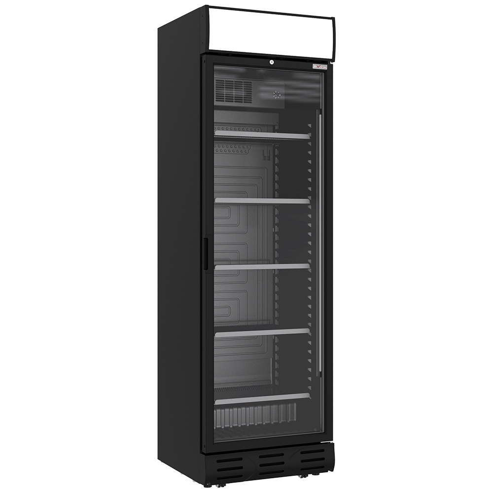 Diverso Vitrines T° positive & negative Belüftete Vitrine positiv 382 Liter SCHWARZ mit Leuchtkasten