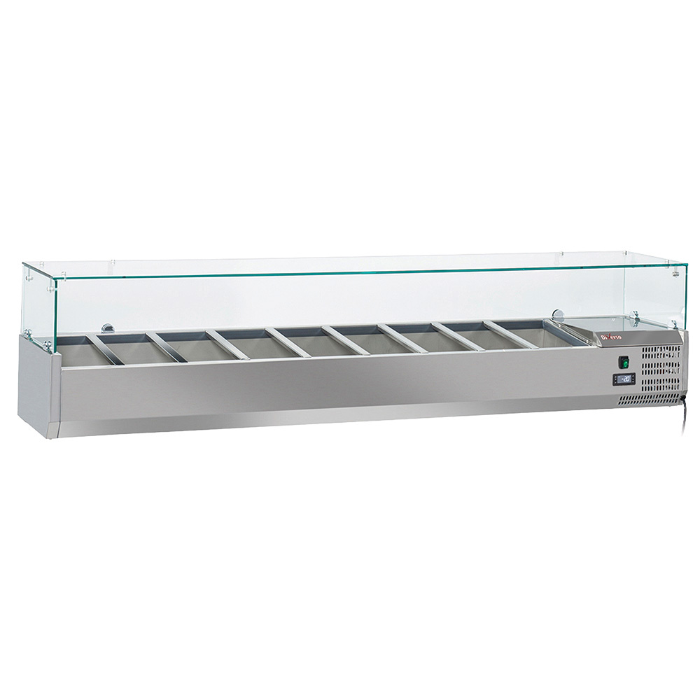 Diverso Kühlaufsatzvetrinen GN Kühlaufsatz 9x GN1/3 - 150 mm, mit Glas