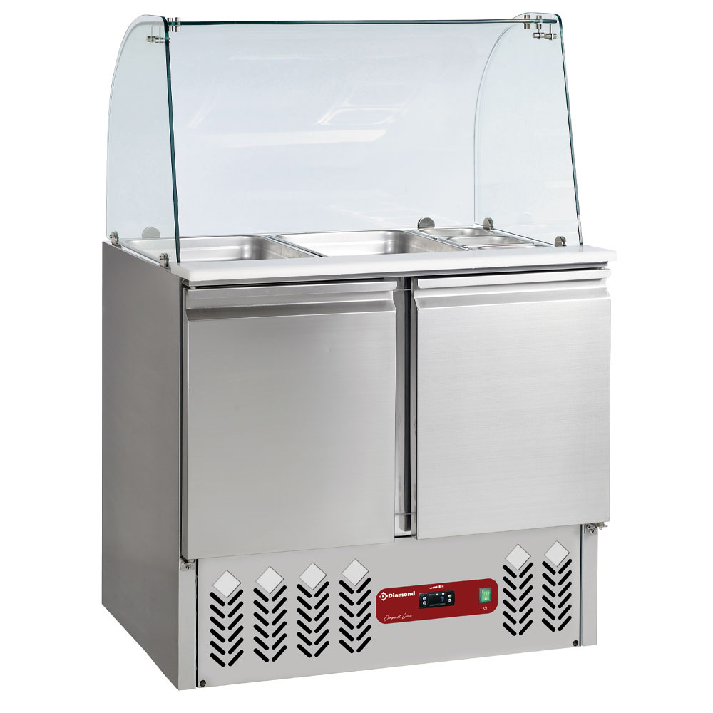 Diamond Khl- und Gefriertische Zusammenstellung Saladette & Set gewölbtes Glas :