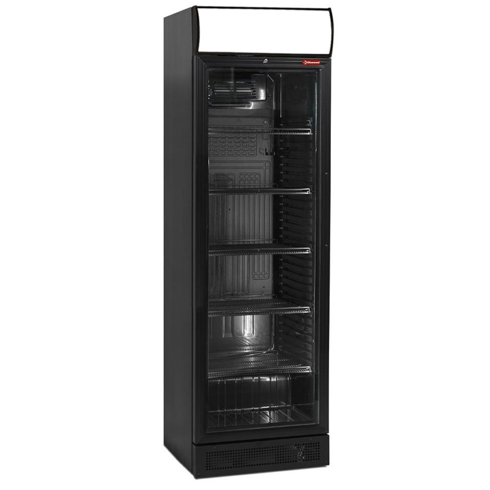 Diamond Vitrines T° positive & negative Belüftete Vitrine T° positiv, 380 Liter, schwarz, mit Leuchtkasten