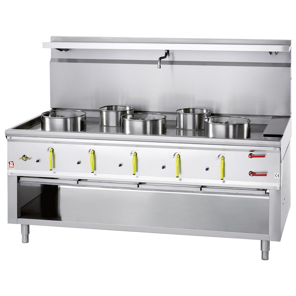 Gas Wok Herd 5 Brenner mit Überflutungsystem
