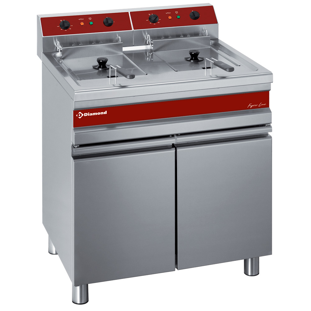 Diamond Friteusen Elektro-Friteuse, 2 Becken für 2x 14 Liter mit Unterschrank