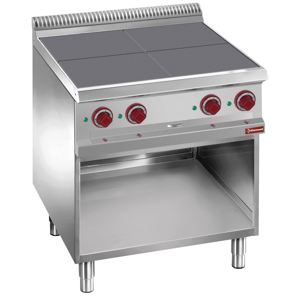 Diamond Kochserie OPTIMA 700 Elektroherd mit 4 extra flachen platten, auf offenem Unterbau