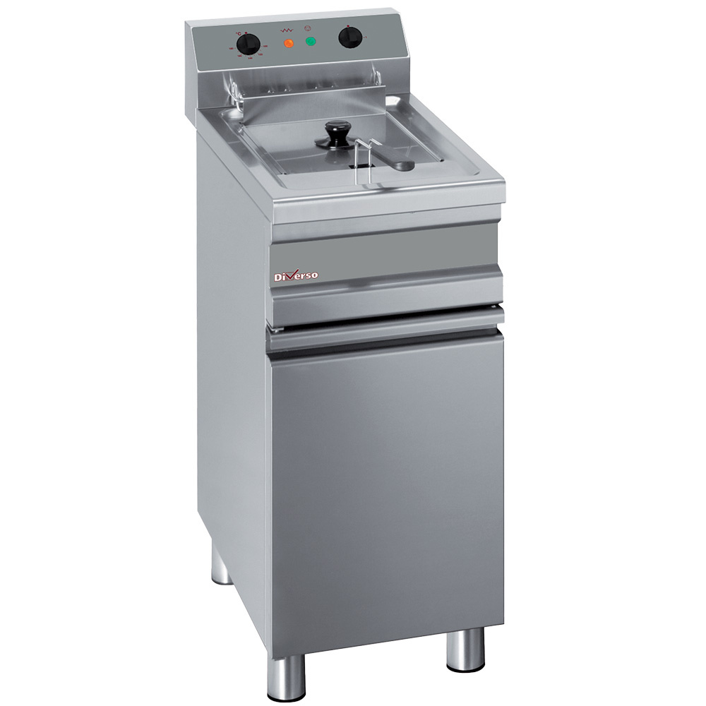 Diverso Friteusen Elektro-Friteuse, 1 Becken für 14 Liter mit Unterschrank