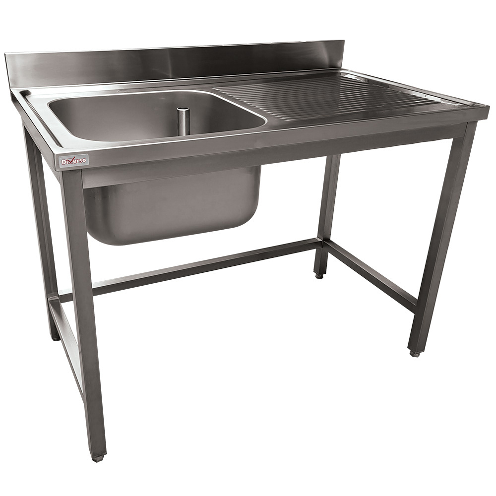 Diverso Edelstahlspuelbecken Edelstahl Spültisch ECO 1 Becken und rechtem Abtropffläche, ohne unteres Regal