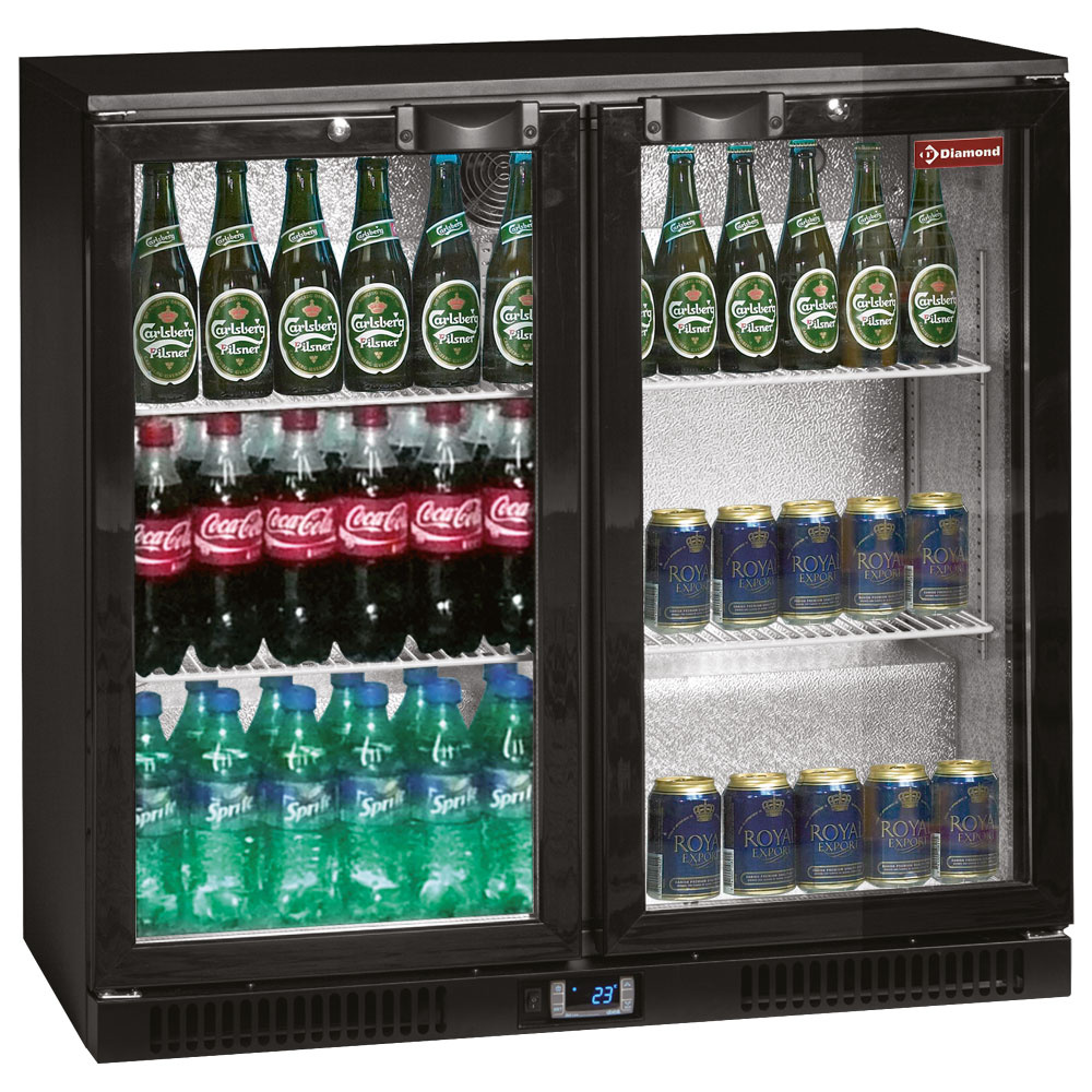 Diamond 191 Lt / BLACK Flaschenkühlschränk, Belüftet, "Back Bar" , 2 Drehflügeltüren