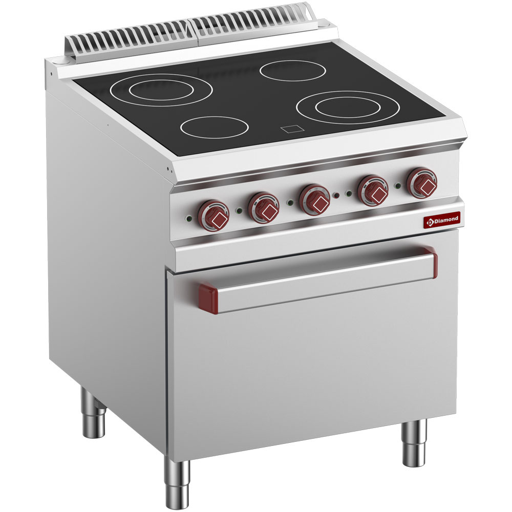Diamond Kochserie OPTIMA 700 Elektroherd 4 Cerankochflächen auf Backofen GN 2/1 und Elek. Grill