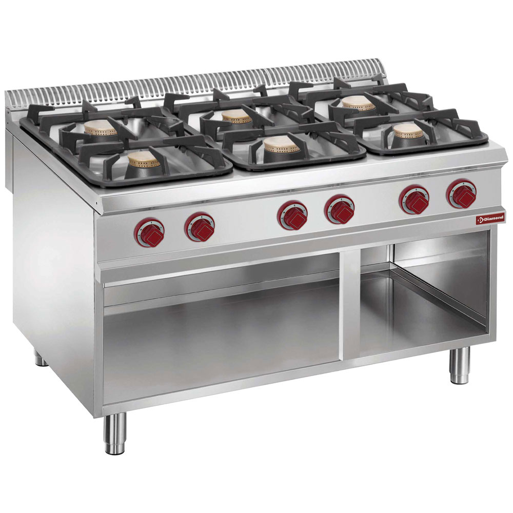 Diamond GAS Gasherd 6 Gazbrenner, offener Unterbau