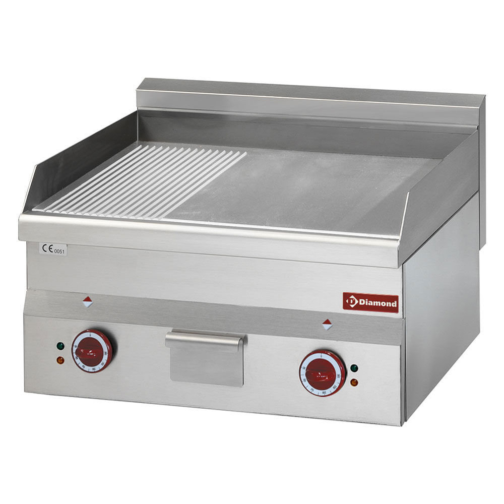 Diamond ELECTRIC Elektro Grillplatte 2/3 glatt und 1/3 gerillt "verchromt" -Top-