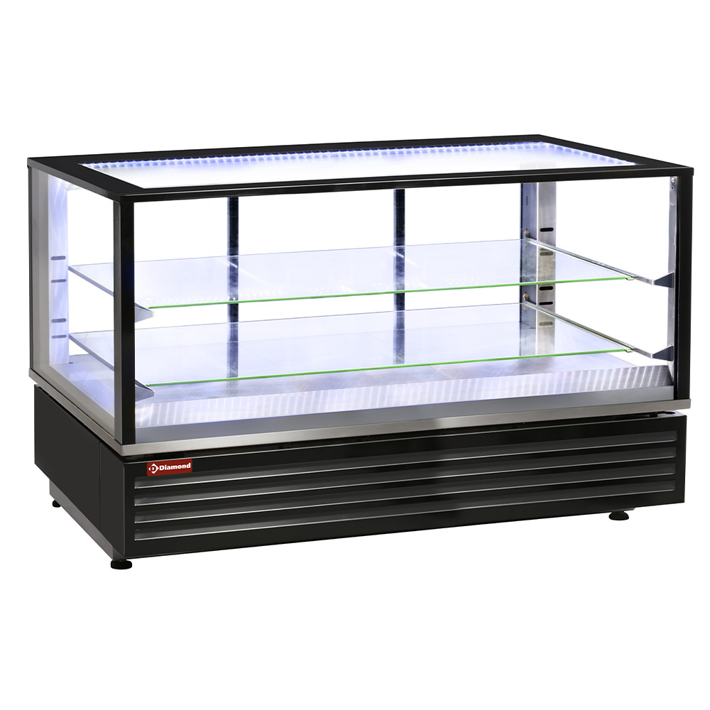 Diamond Warme Vitrinen Beheizte Vitrine EN oder GN, belüftet, 2 Ebenen, SCHWARZ