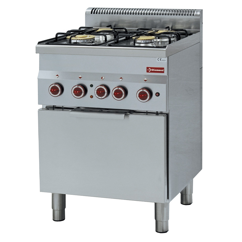 Diamond GAS - ELECTRIC Gasherd 4 Brenner und Elektro Konvektionsbackofen GN 2/3
