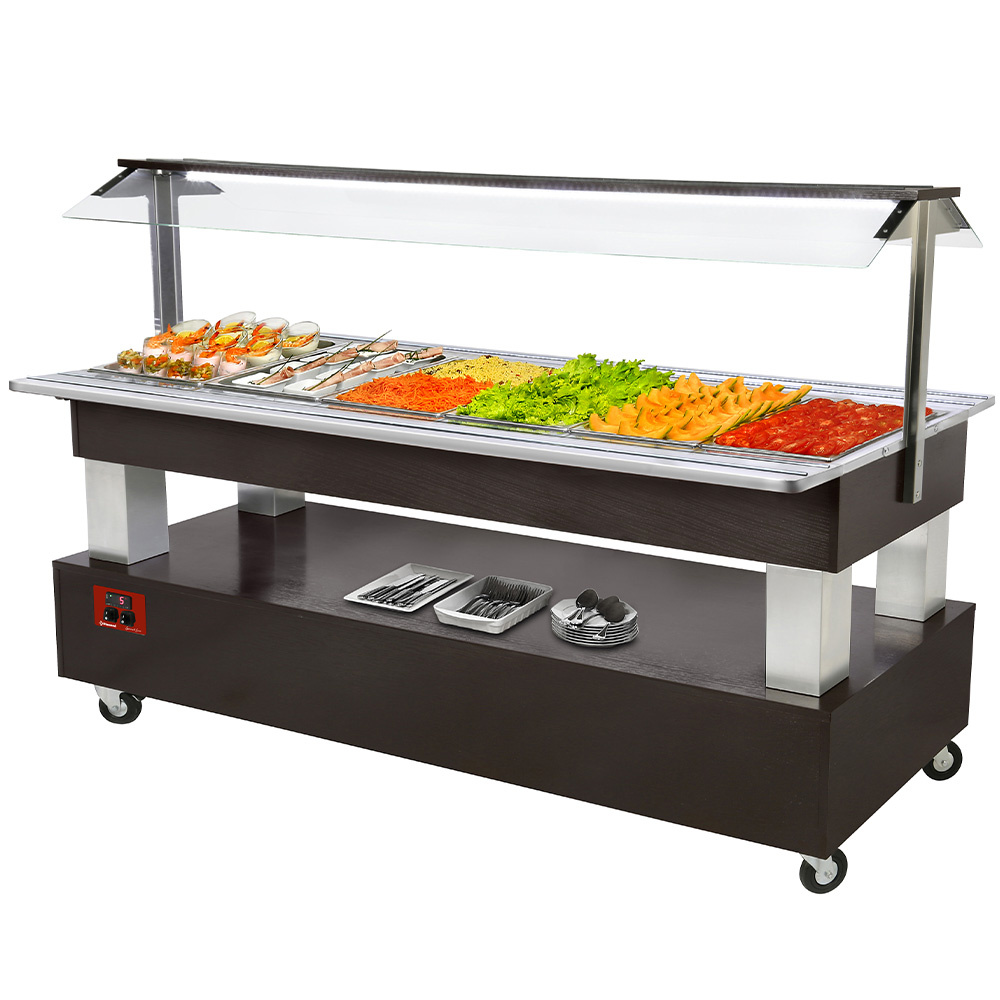 Diamond Gekühlt / 6xGN 1 / 1 Buffet-gekühlte Salatbar 6x1/1-150, (Wenge Holz)