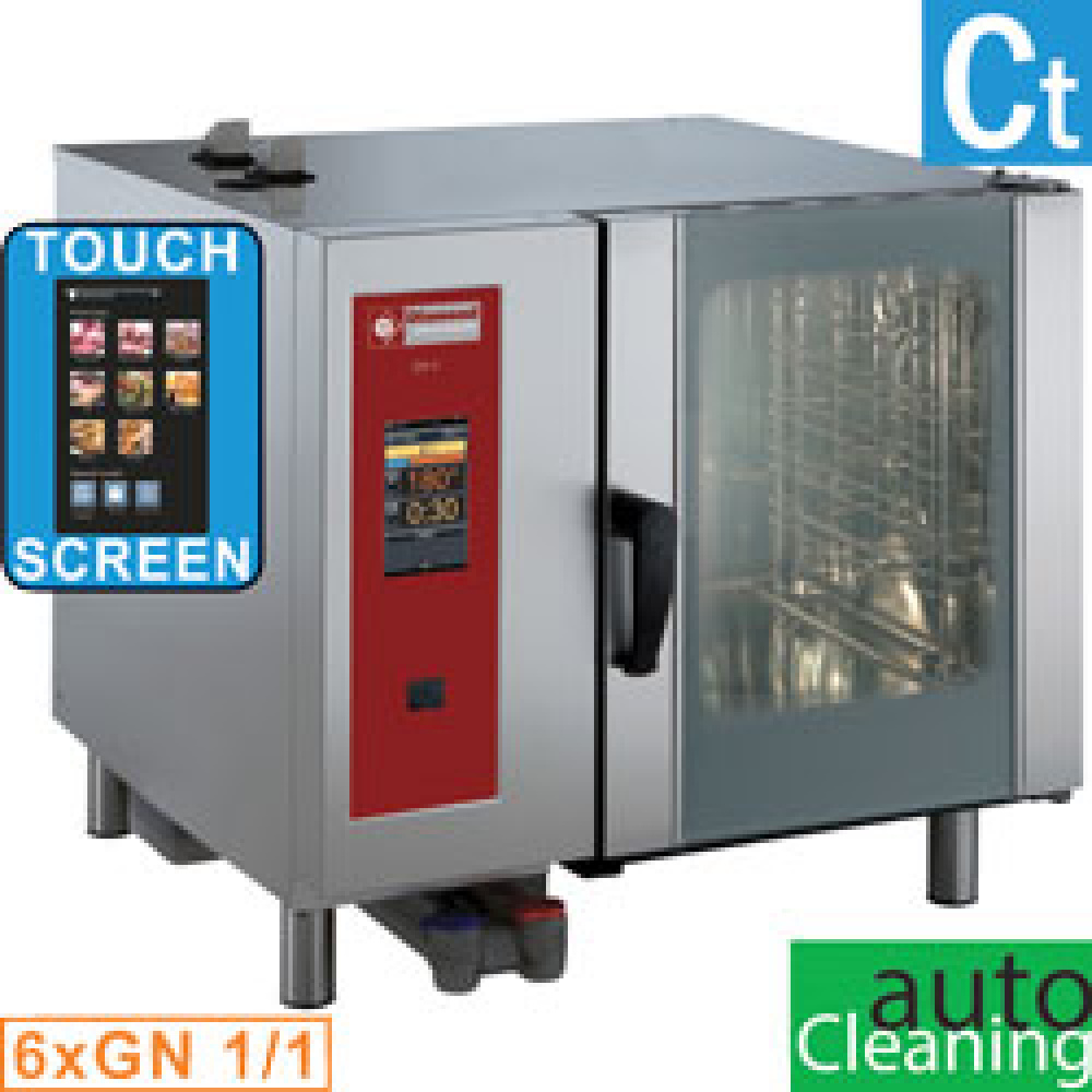 Diamond ELECTRIC Elektro Kombidämpfer  "TOUCH" mit direkter Dampfzufuhr und Konfektionsofen 6x GN 1/1 + Reinigung