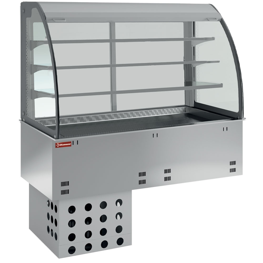 Diamond OPEN Element Kühlwanne und Kühlvitrine auf 3 Ebenen offen (mit Rollo), belüftet, 4x GN 1/1