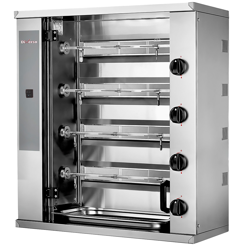 Diverso Hähnchengrill Hähnchengrill Gas, 4 Spieße (12 Hähnchen) SMALL