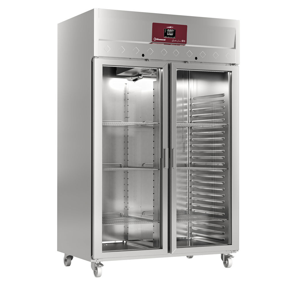Diamond 1400 Lt / GN 2/1 Umluftgefrierschrank 1400 Liter, 2 Glastüren GN 2/1, Auf Rädern