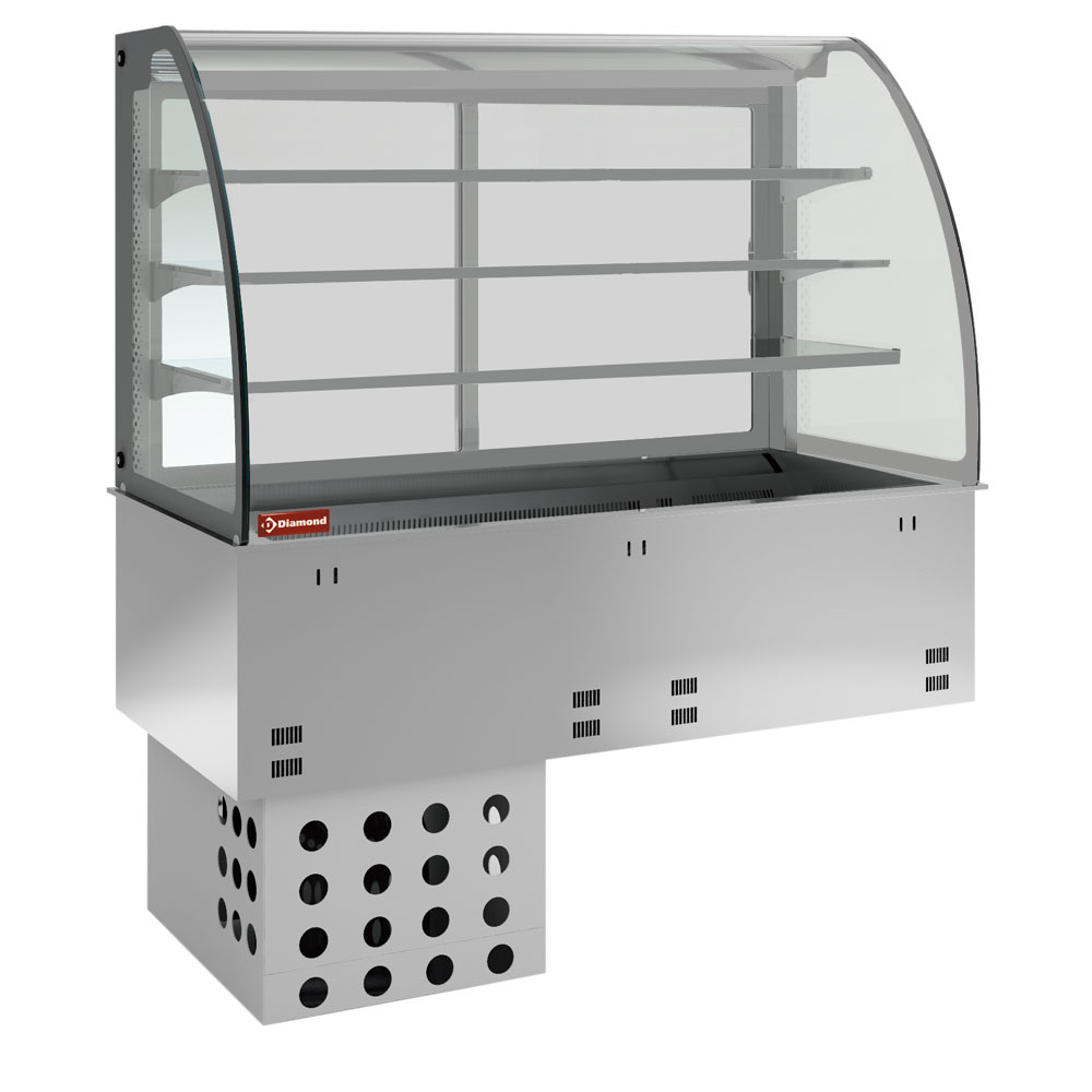 Diamond OPEN Element Kühlwanne und Kühlvitrine auf 3 Ebenen offen (mit Rollo), belüftet, 2x GN 1/1