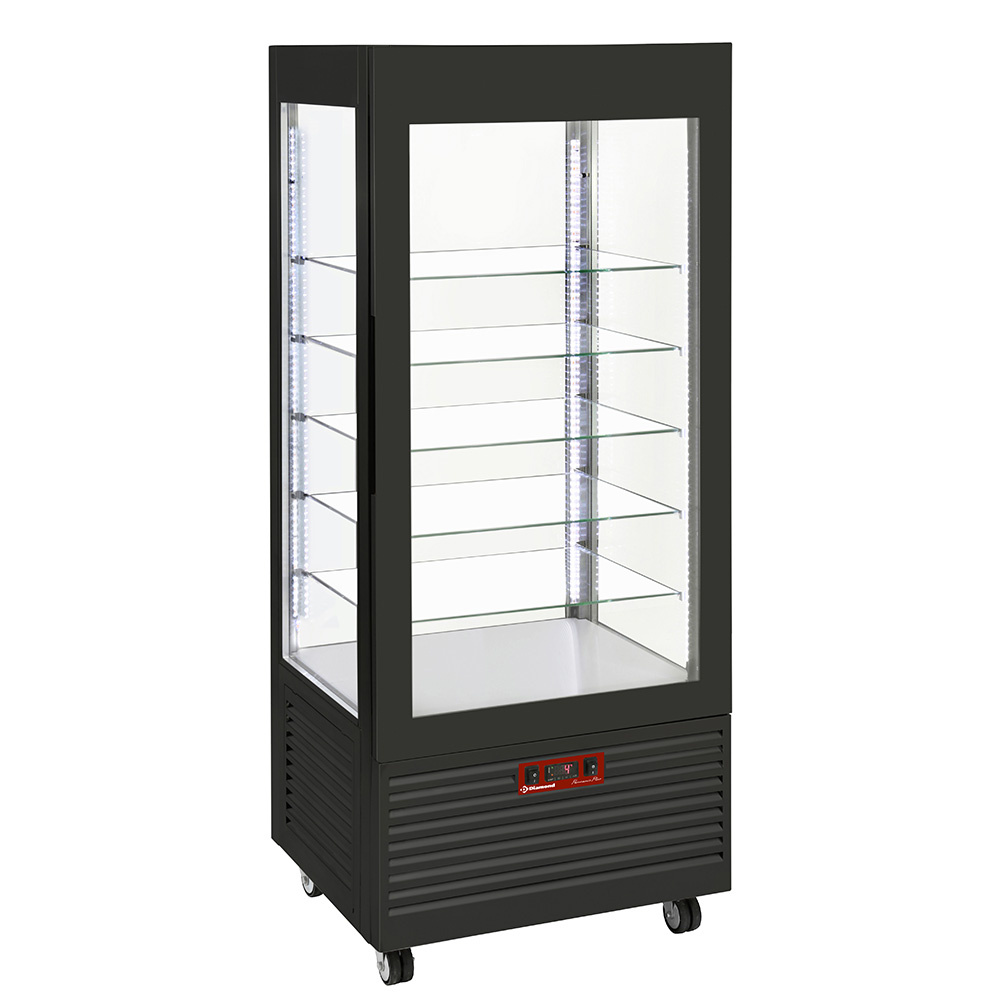 Diamond Vitrines T° positive & negative Vitrine 4 Seiten  T° positiv, 5 Regale aus Glas, belüftet, 480 Lit., SCHWARZ