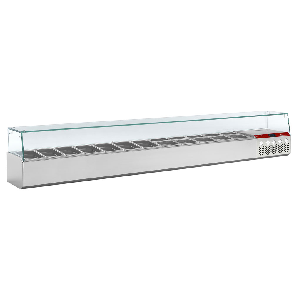 Diamond Kühlaufsatzvetrinen GN Kühlaufsatz GN 12x1/4, 1x1/9, mit gerader Glasscheibe
