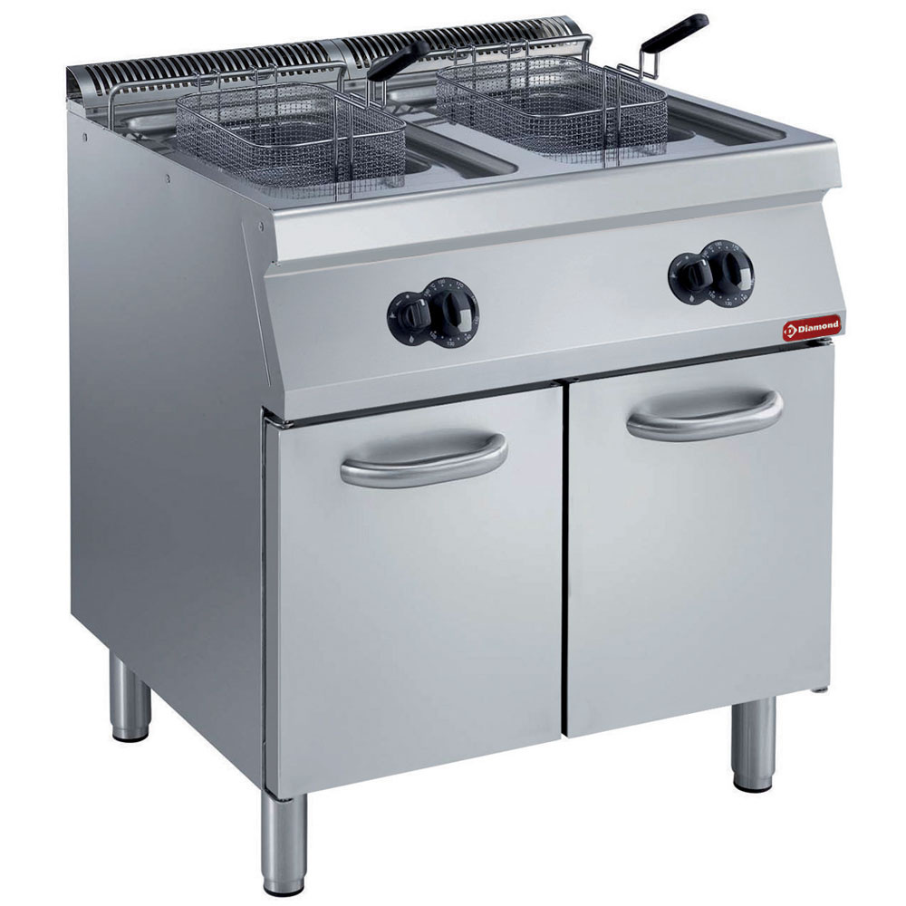 Diamond GAS Gas Friteuse, 2 Becken in "Y" Form, 2x 15 L, externer Brenner, auf Unterbau