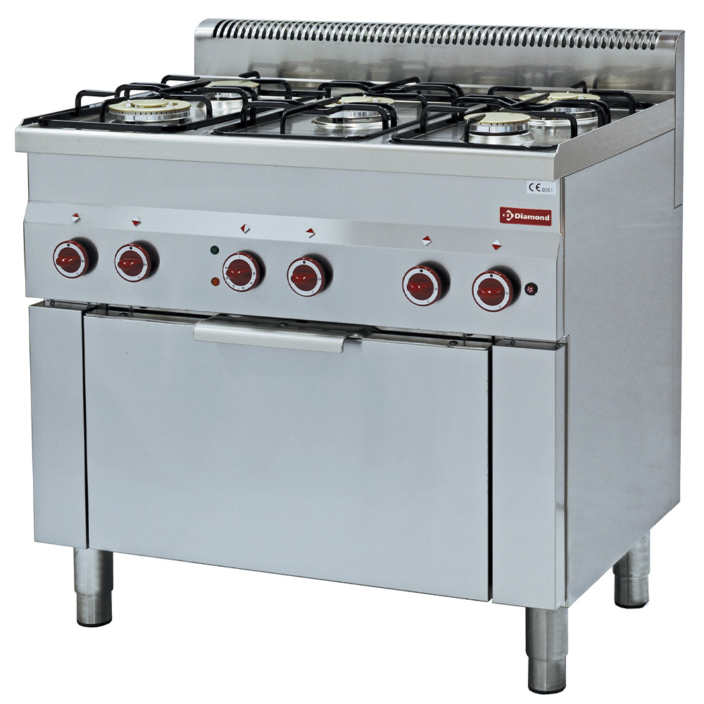 Diamond GAS - ELECTRIC Gasherd 5 Brenner mit Elektro Konvektionsbackofen GN 1/1