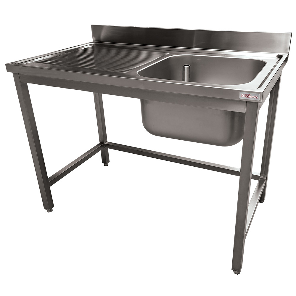 Diverso Edelstahlspuelbecken Edelstahl Spültisch ECO 1 Becken und 1 linkem Abtropffläche, ohne unteres Regal