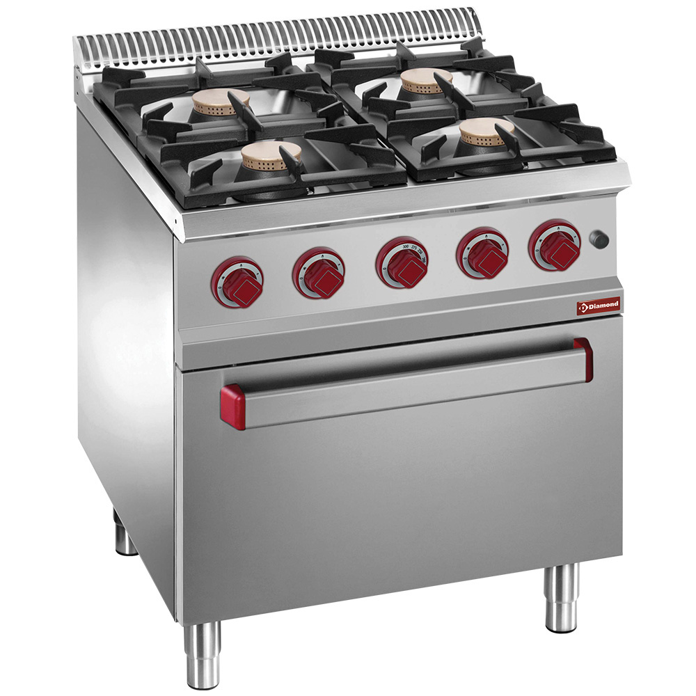 Diamond Kochserie OPTIMA 700 Gasherd mit 4 Brennern,Gasofen GN 2/1