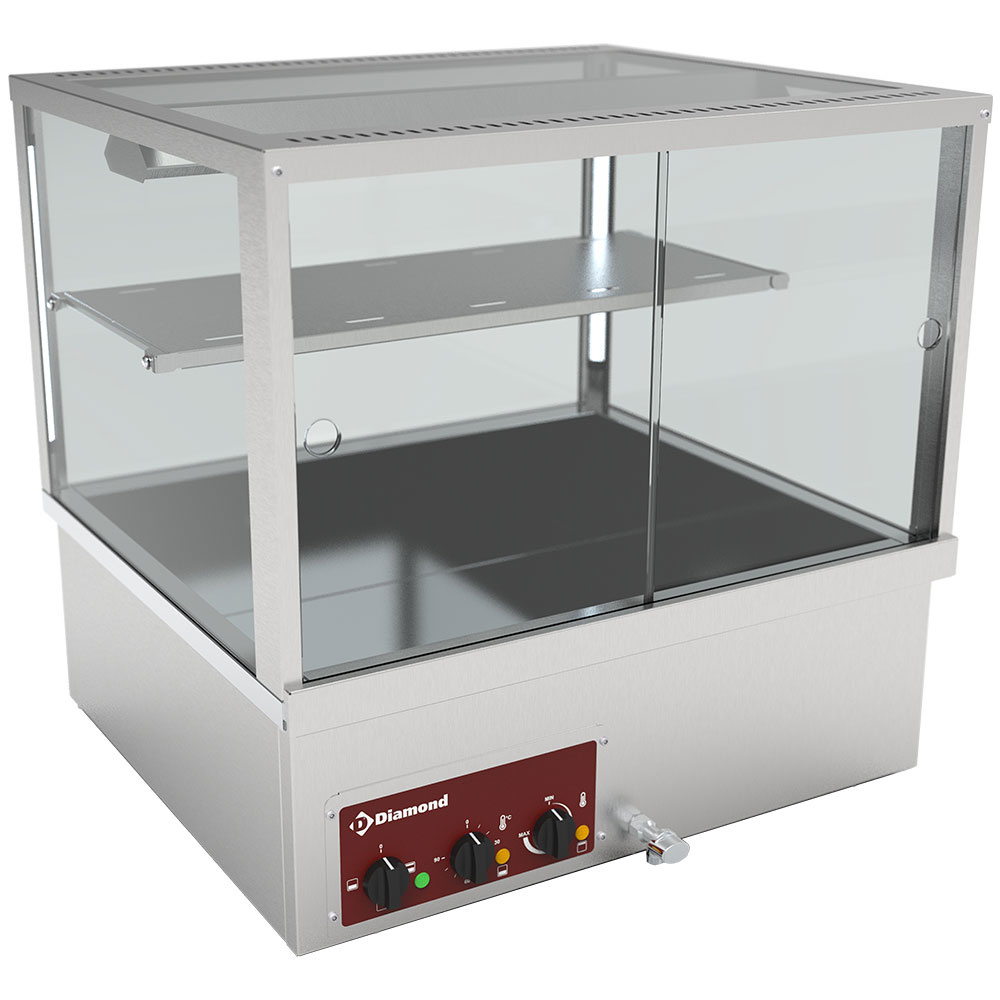 Diamond Warme Vitrinen Wärmevitrine, Bain-Marie 2x GN 1/1 Panorama