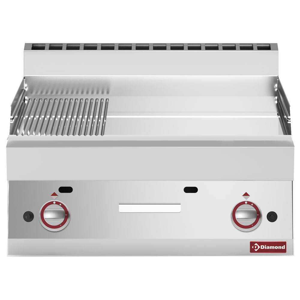 Diamond Kochserie Modular ALPHA 650 Gas Grillplatte 2/3 glatt 1/3 gerillt  -Top- hartverchromt "50 µm"