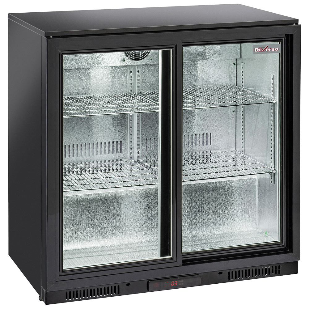 Diverso Flaschenkuehlschranke Belüfteter Flaschenkühler "Hinterbar",  2 Glas- Schiebetüren
