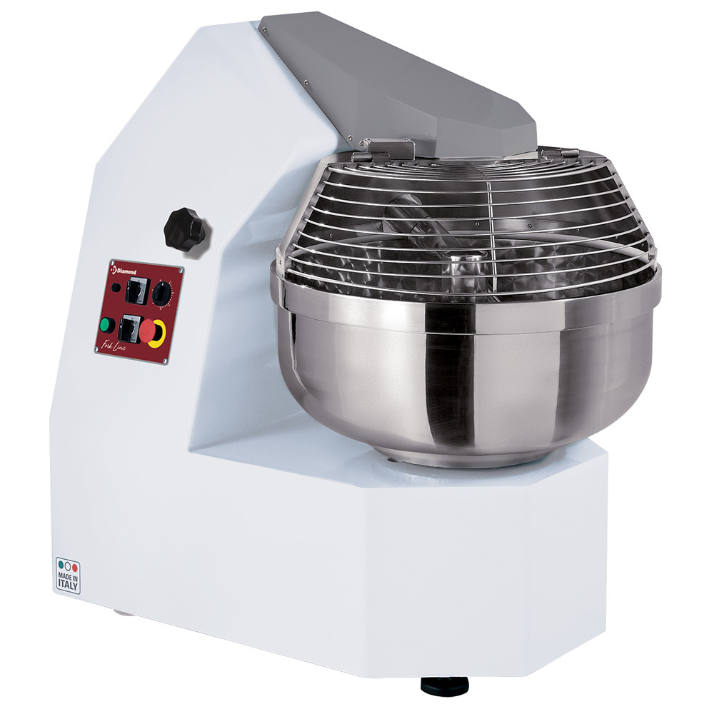 Diamond Spiralteigknetmaschine - HEAVY DUTY Gabelmischer , 60 kg, 2 Geschwindigkeiten - Timer, auf Rädern