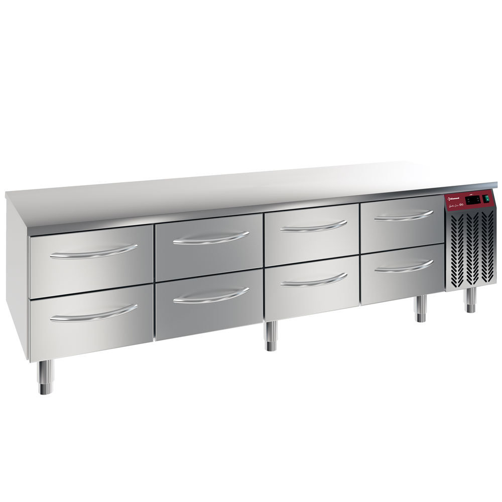 Diamond Unterbaukuehler Kühlunterbau, 8x 1/2 Schubladen GN 1/1- h 100 mm