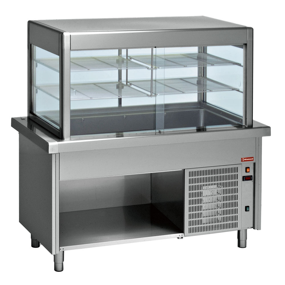 Diamond Modulare Self-service 800 Element Kühlvitrine und Kühlwanne auf Unterbau 4x GN 1/1