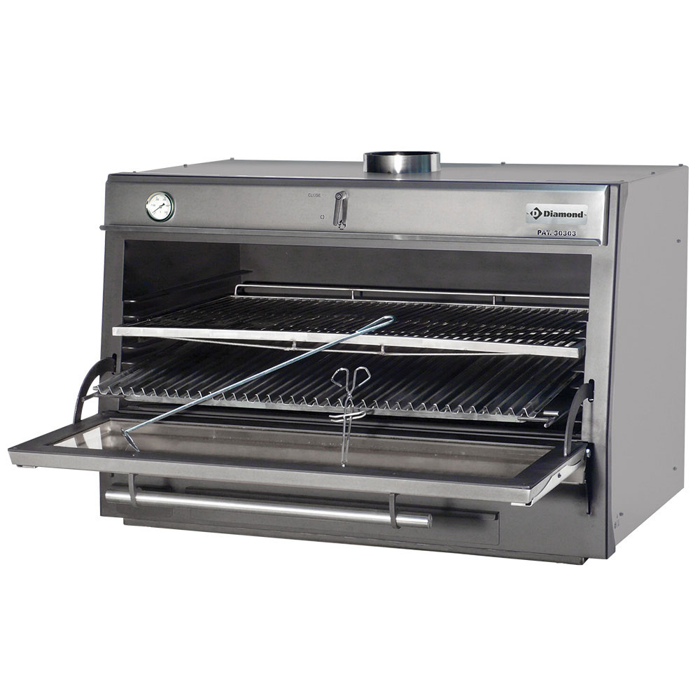 Diamond 150 Kg/h Holzkohleofen-BBQ, GN 2/1 + GN1/1 (150 Kg/h)/Edelstahl