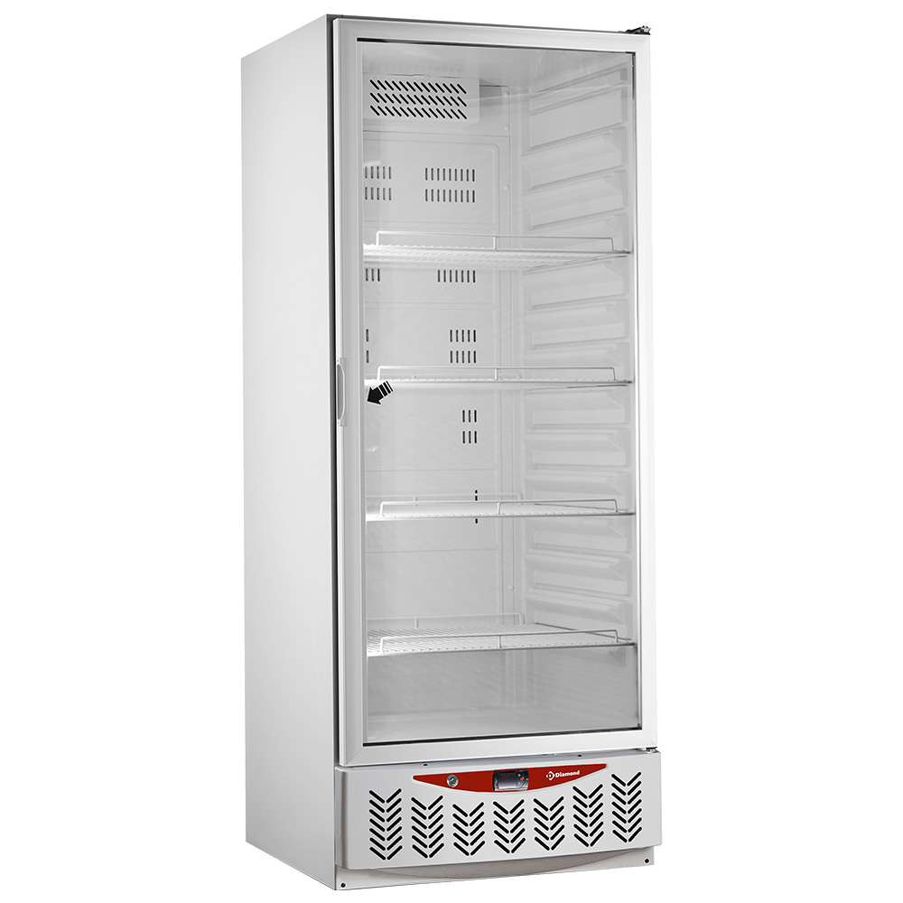 Diamond Kuehl/Gefrieschraenke Belüfteter Kühlschrank, Glastür, 525 Liter, GN2/1+600x400, weiß