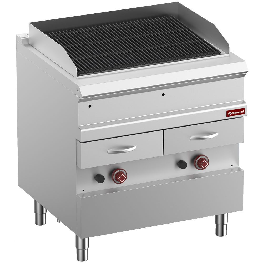 Diamond GAS Gas Dampfgrill, "doppelseitiger" Gusseisenrost, Modul 1/1