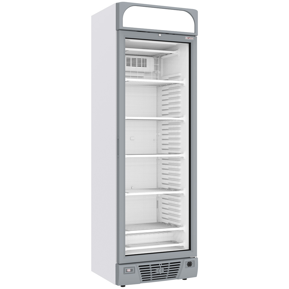 Diverso Vitrines T° positive & negative negative belüftete Vitrine 374 Liter - 5 feste Ebenen mit Leuchtkasten - WEISS