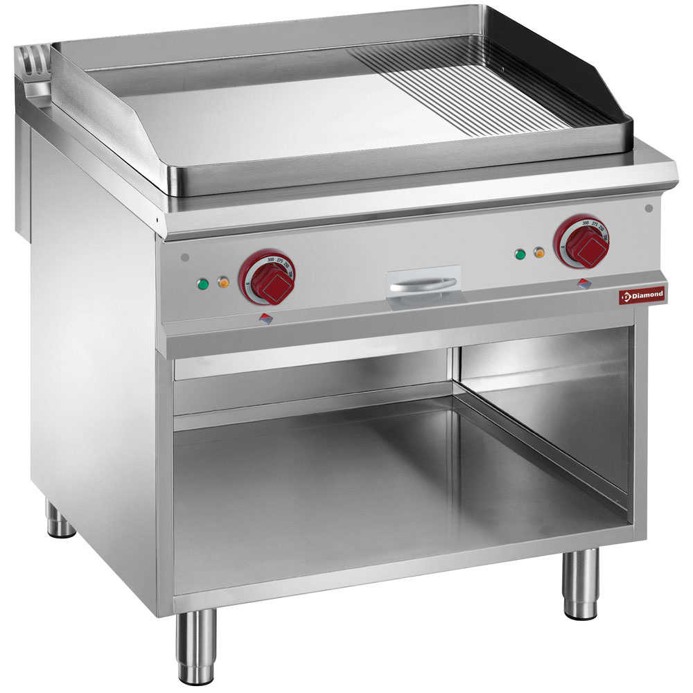 Diamond ELECTRIC Elektro-Grillplatte 2/3 glatt & 1/3 gerillt, Modul 1/1, offener Unterbau