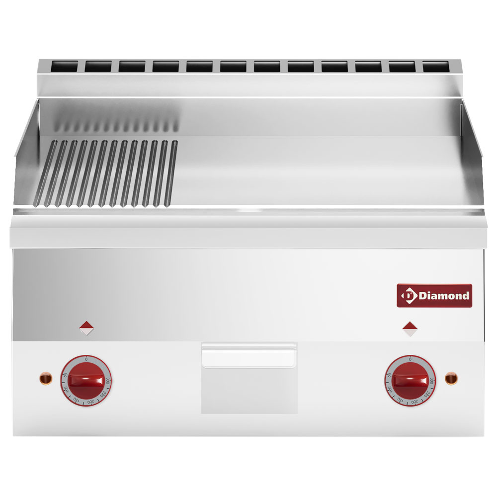 Diamond ELECTRIC Elektro Grillplatte 2/3 glatt und 1/3 gerillt "verchromt" -Top-