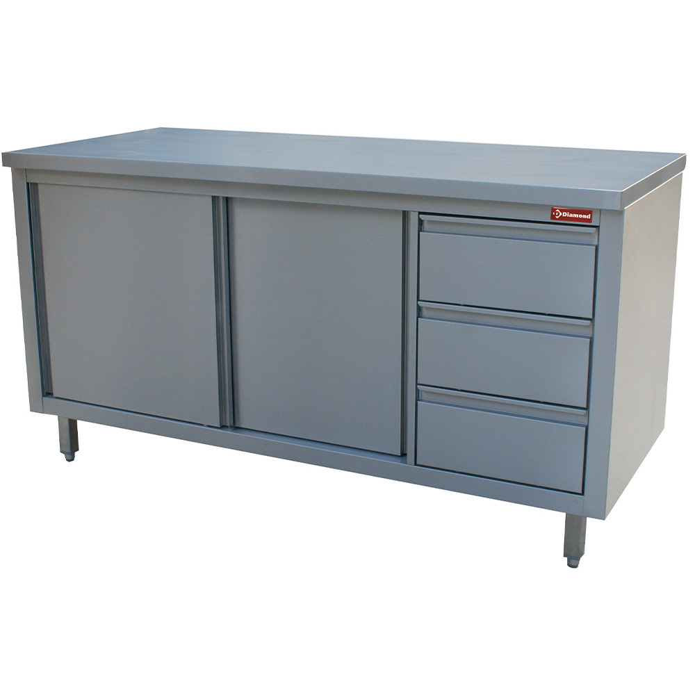 Diamond 700 mm Arbeitsschrank, neutral, 3 Schubladen rechts