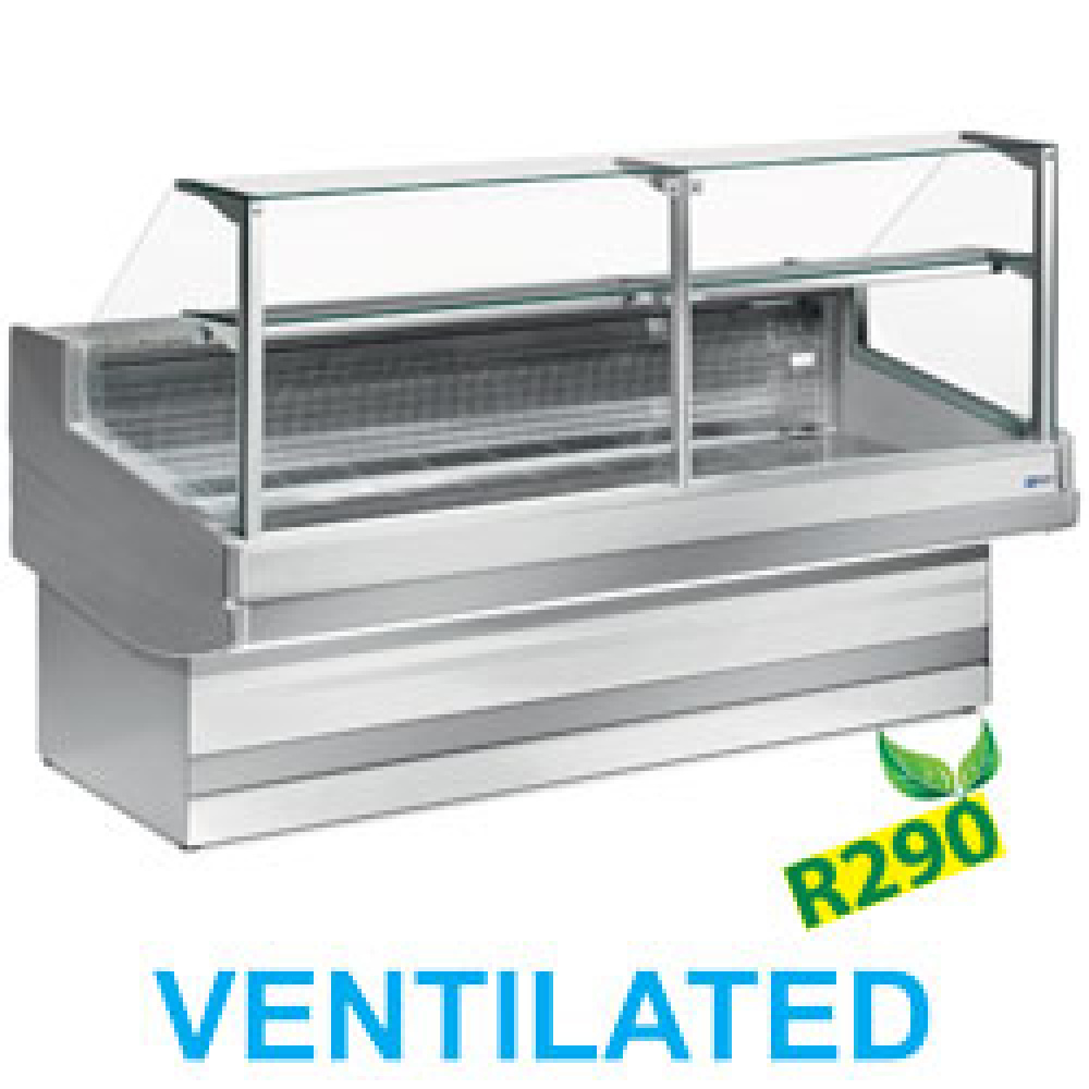 Diamond 2500 / VD / VENTILATED Belüftete Verkaufstheke gekühlt mit gerader Glasscheibe 90°, ohne Reservefach
