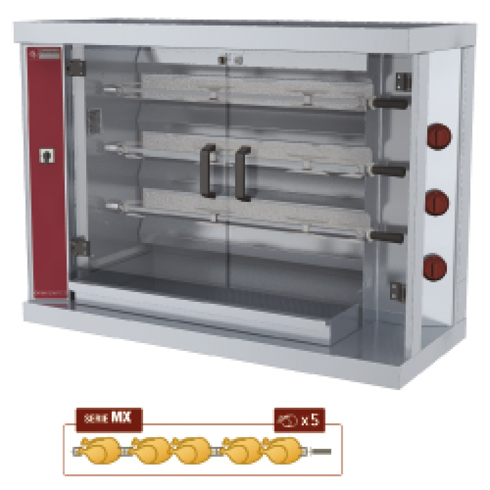 Diamond Hähnchengrill Hähnchengrill Gas, 3 Spieße (15 Hähnchen)