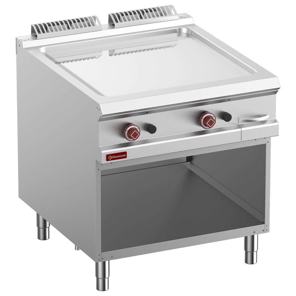 Diamond Kochserie 900 Gas-Grillplatte, glatt, verchromt,  Gasmodul 1/2, offener Unterbau