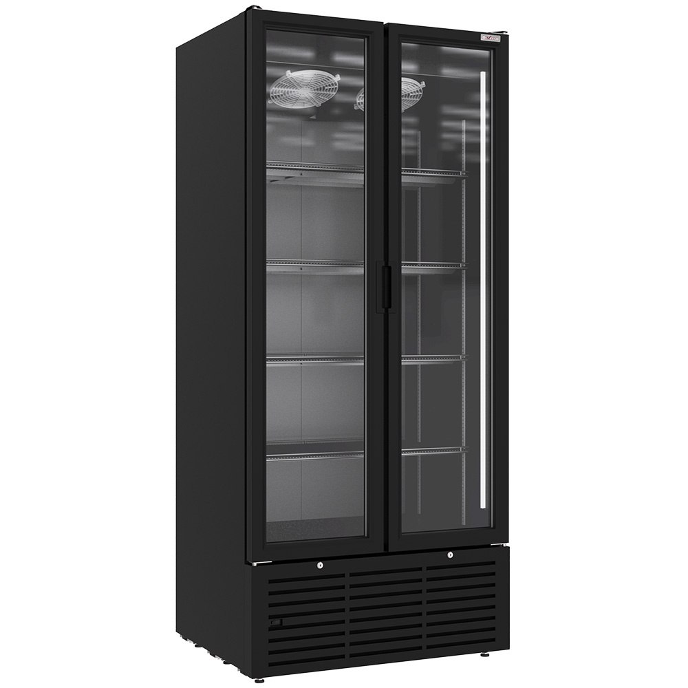 Diverso Vitrines T° positive & negative Getränkevitrine positiv belüftet, 804 Liter, 2 Drehtüren, SCHWARZ