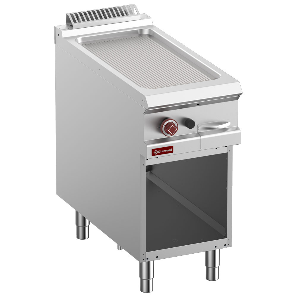 Gas-Grillplatte, gerillt, Gasmodul 1/2, offener Unterbau