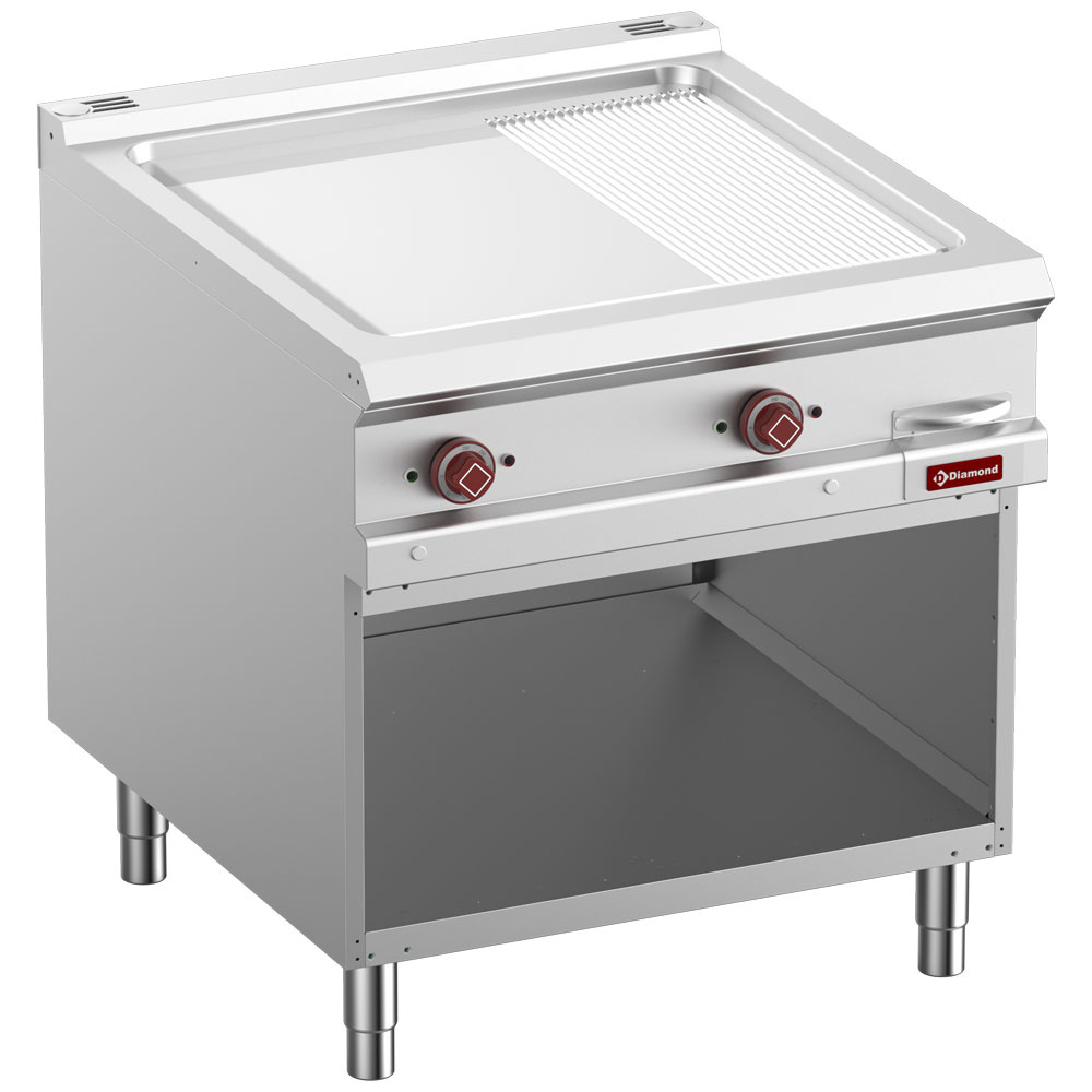 Diamond ELECTRIC Elektro-Grillplatte 2/3 glatt & 1/3 gerillt, Modul 1/1, offener Unterbau