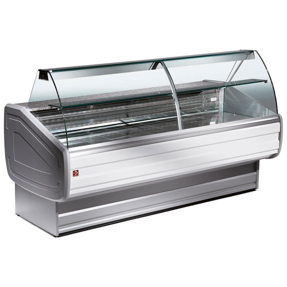 Diamond 3500 / VB / VENTILATED Gekühlte Verkaufstheke mit gebogener Frontscheibe, Umluft und Reservefach
